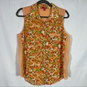 Bongo, Floral Sleeveless Button Down Shirt. Size XL. Excellent condition!